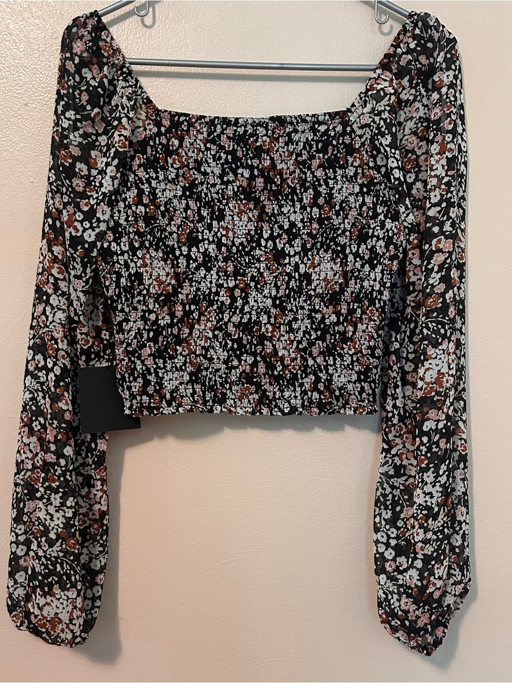 LuLus Mood Setter Black Floral Print Ruched Long Sleeve Top - Picture 5 of 9